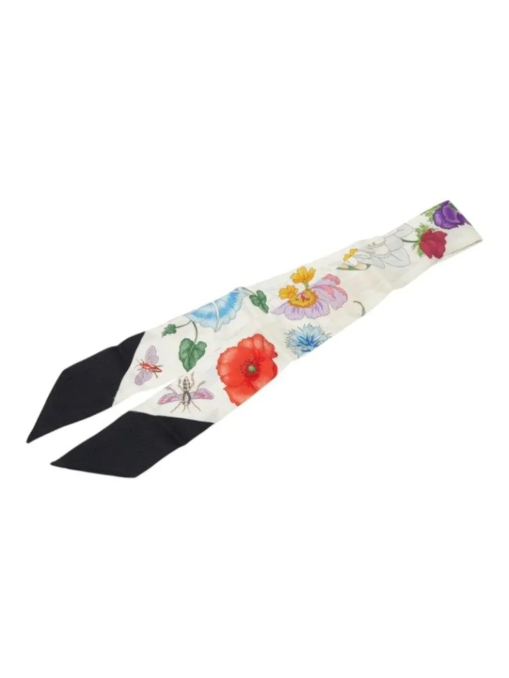 Gucci Scarf White Black Multicolor Silk